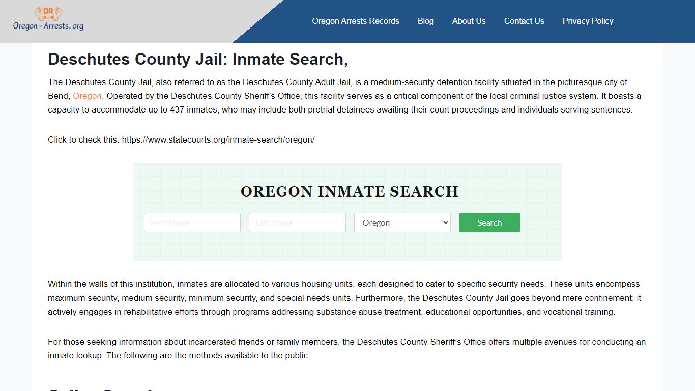 Deschutes County Jail: Inmate Search, Visitation, & More - Oregon ...